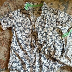 Caribbean Kids' Green and Gray Floral Shirt